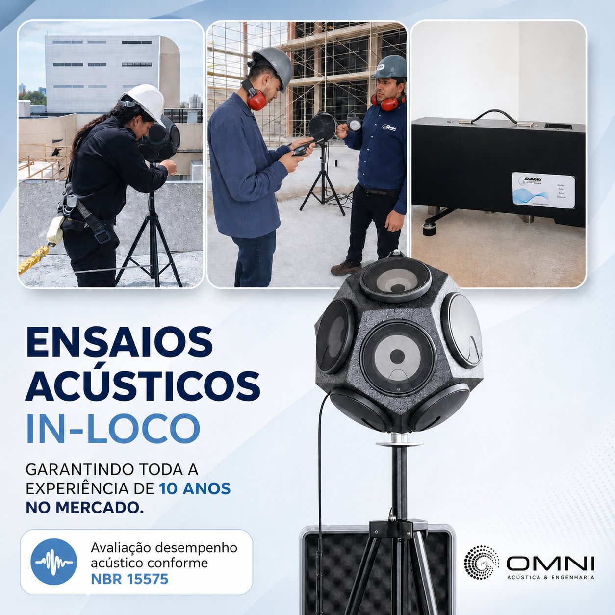 Ensaios de desempenho acústico NBR 15575